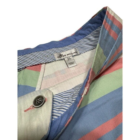 Peter‎ Millar Chino Golf Shorts Men’s Size 36 Pastel Horizontal Stripe - Picture 4 of 9